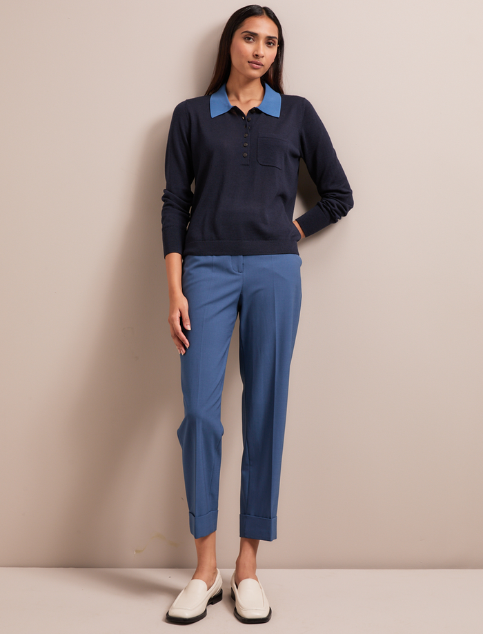 Cefinn Josie Merino Wool Blend Jumper - Navy Slate Blue Knit