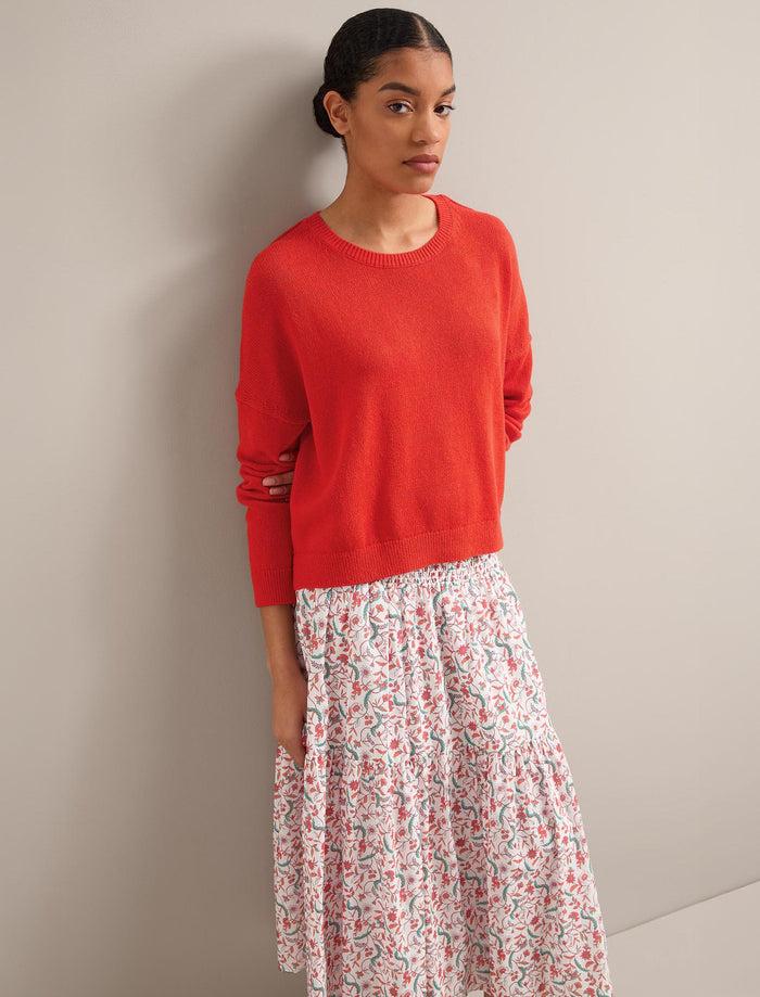 Cefinn Lainey Linen Blend Jumper - Vermillion Red Knit