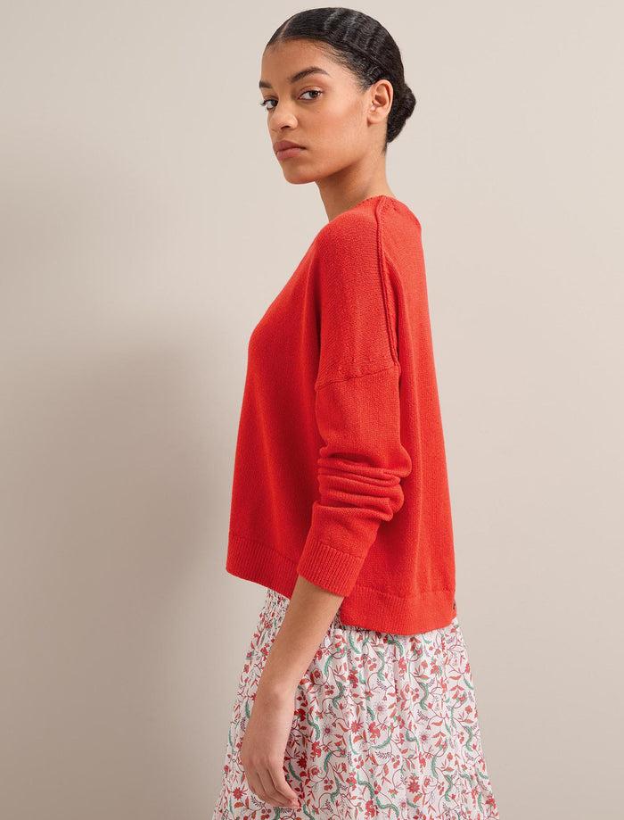 Cefinn Lainey Linen Blend Jumper - Vermillion Red Knit