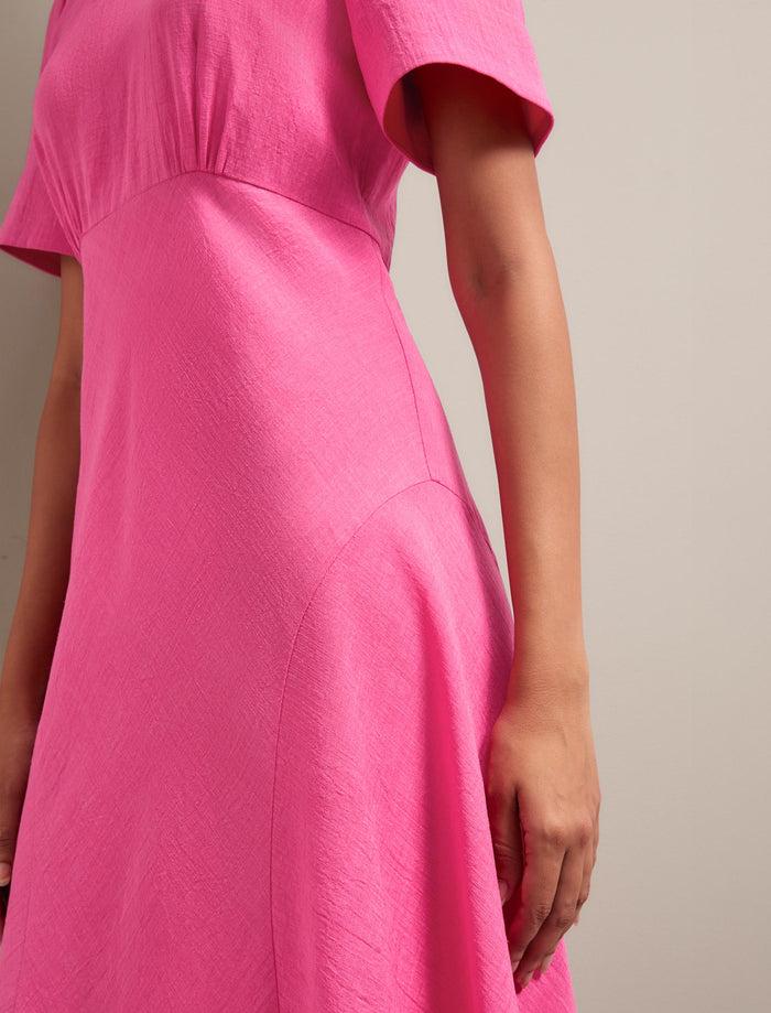 Cefinn Lydia Techni Voile Midi Dress - Hot Pink Crimson Dress