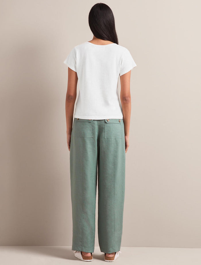 Cefinn Madison Linen Blend V Neck Knit T-Shirt - White Knit