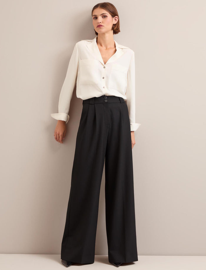 Cefinn Margot New Wool Wide Leg Trouser - Black Trouser