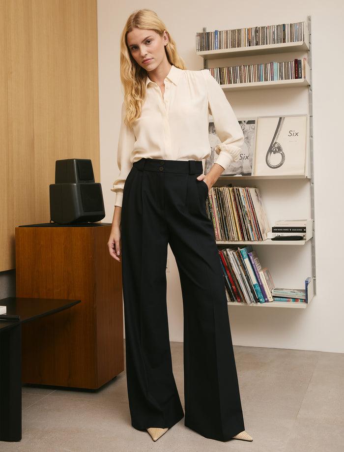 cefinn Margot New Wool Wide Leg Trouser - Black Trouser