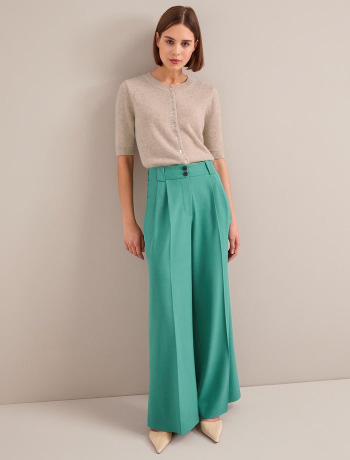 Cefinn Margot New Wool Wide Leg Trouser - Mint Green Trouser