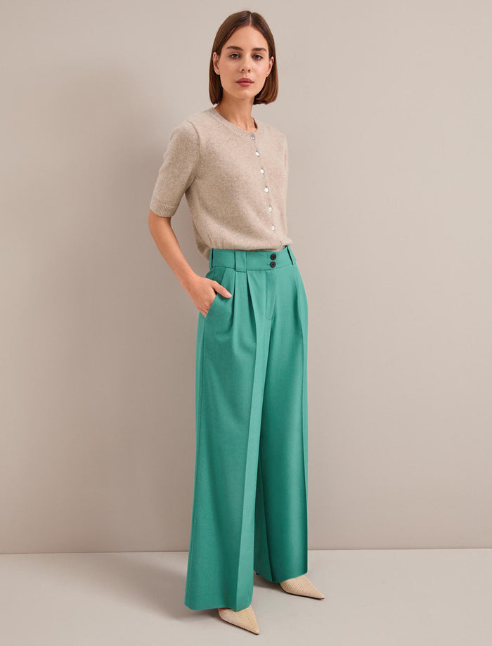 Cefinn Margot New Wool Wide Leg Trouser - Mint Green Trouser