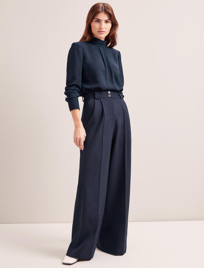 Cefinn Margot New Wool Wide Leg Trouser - Navy Trouser