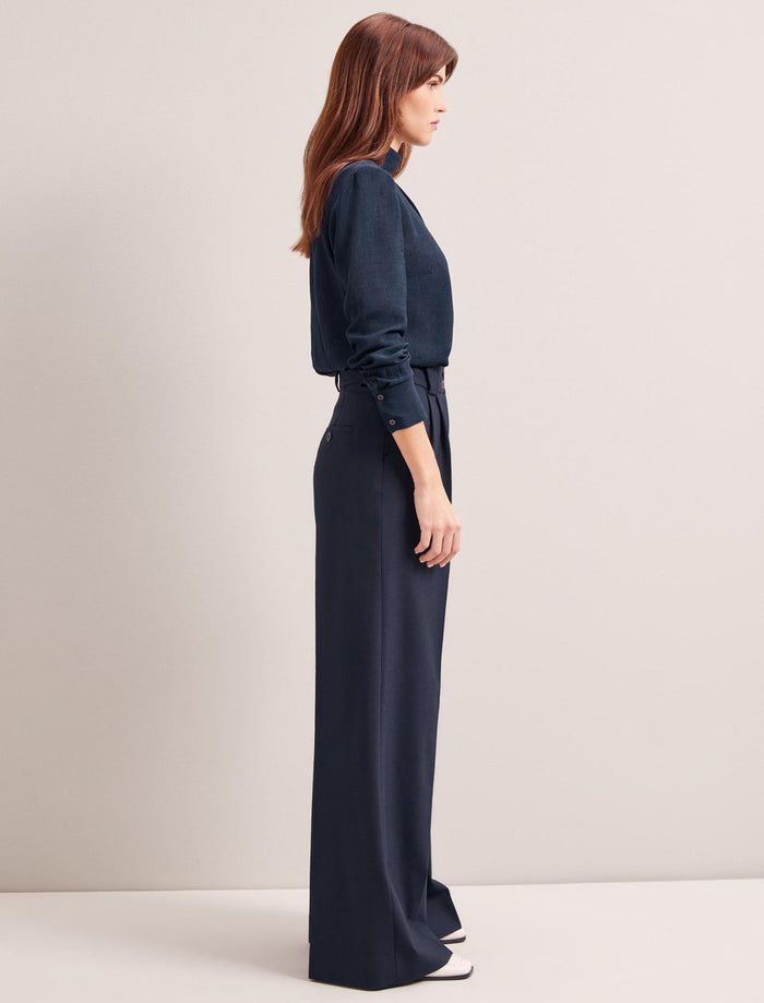 Cefinn Margot New Wool Wide Leg Trouser - Navy Trouser