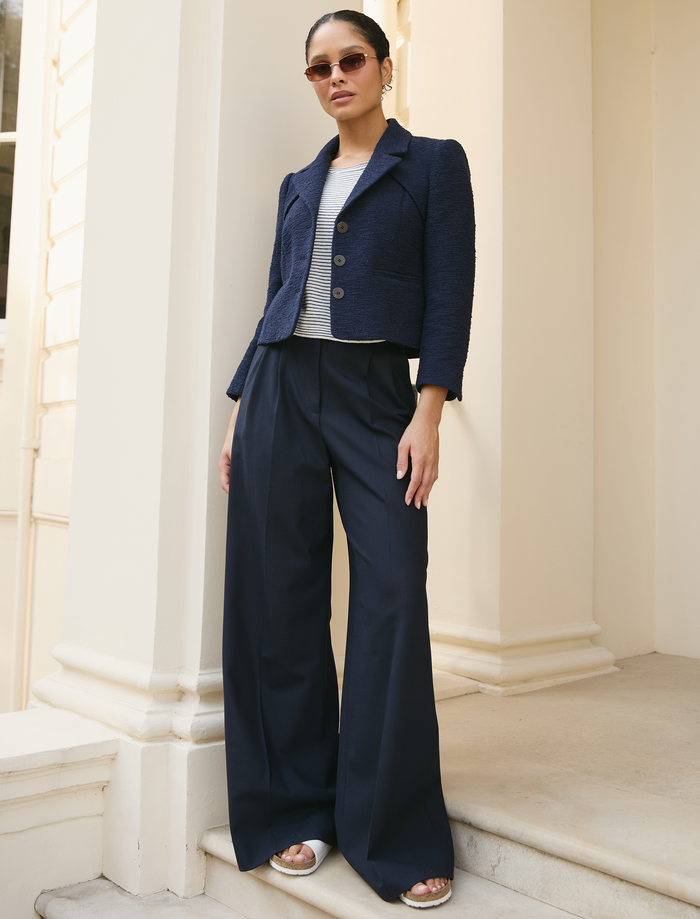 cefinn Margot New Wool Wide Leg Trouser - Navy Trouser