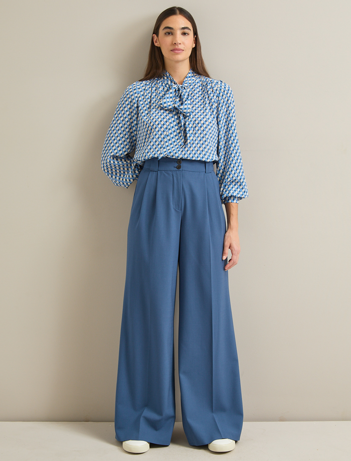 Cefinn Margot New Wool Wide Leg Trouser - Slate Blue Trouser