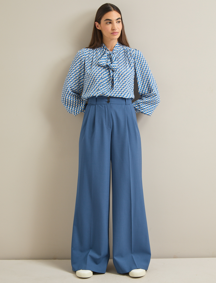 Cefinn Margot New Wool Wide Leg Trouser - Slate Blue Trouser