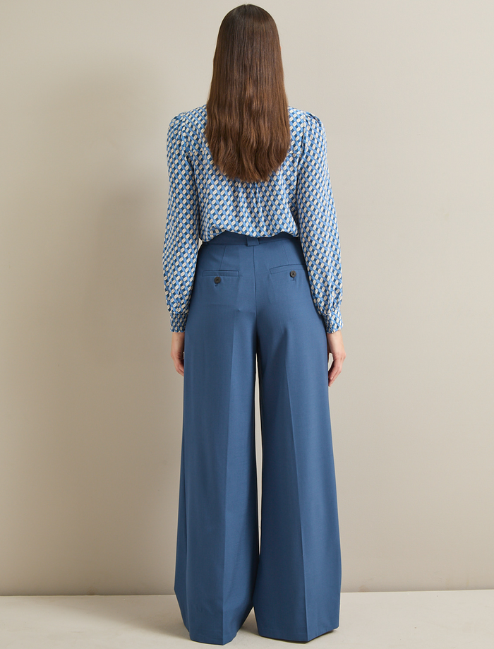 Cefinn Margot New Wool Wide Leg Trouser - Slate Blue Trouser