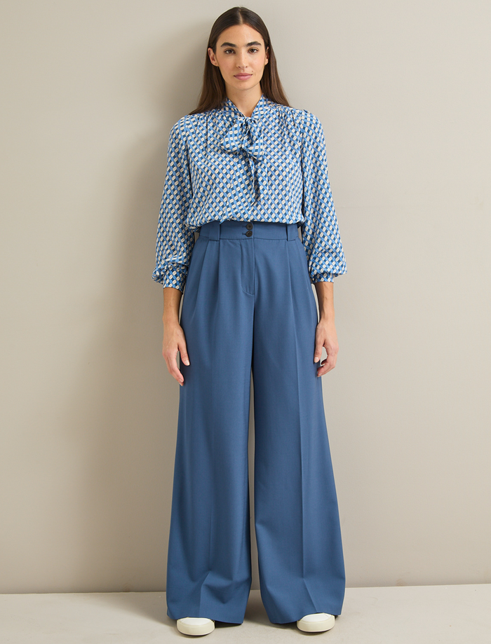 cefinn Margot New Wool Wide Leg Trouser - Slate Blue Trouser