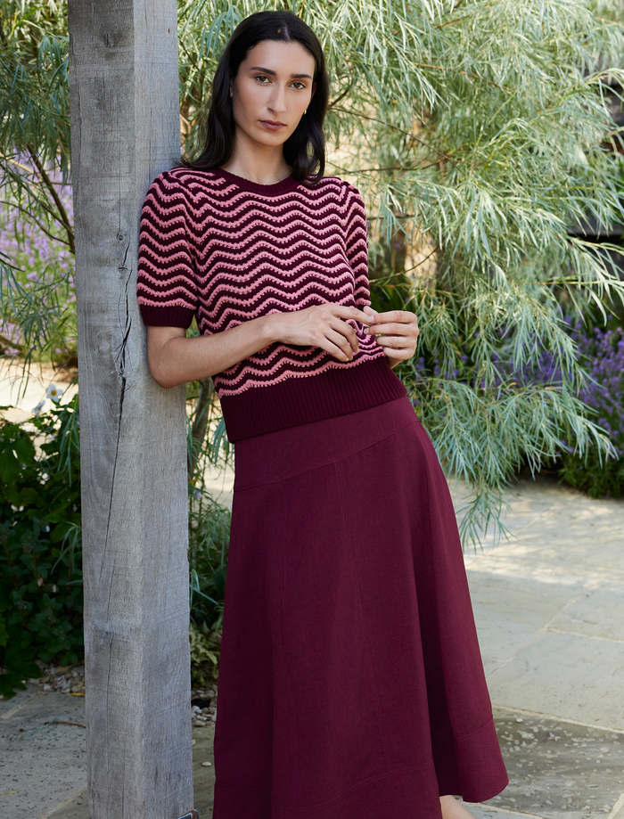 Cefinn Selma Techni Voile Maxi Skirt - Burgundy Skirt