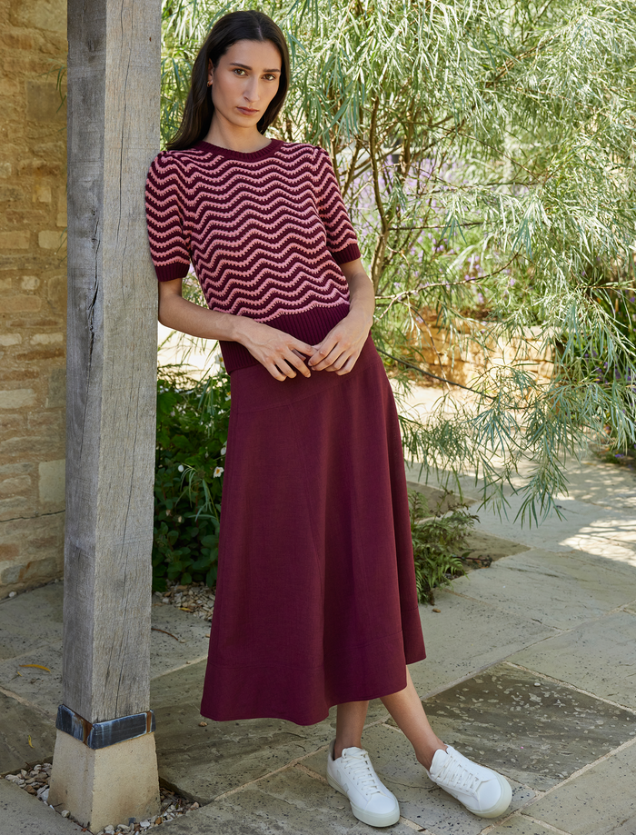cefinn Selma Techni Voile Maxi Skirt - Burgundy Skirt