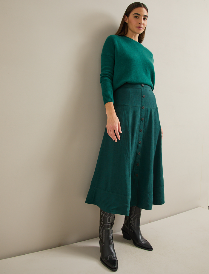 Cefinn Selma Techni Voile Maxi Skirt - Dark Green Skirt