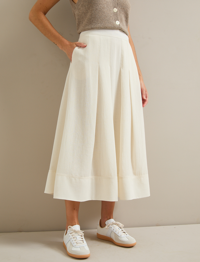 Cefinn Sophia Techni Voile Pleated Maxi Skirt - Cream Skirt