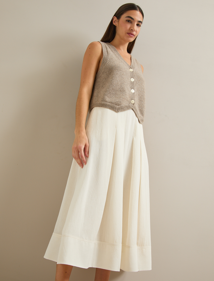 Cefinn Sophia Techni Voile Pleated Maxi Skirt - Cream Skirt