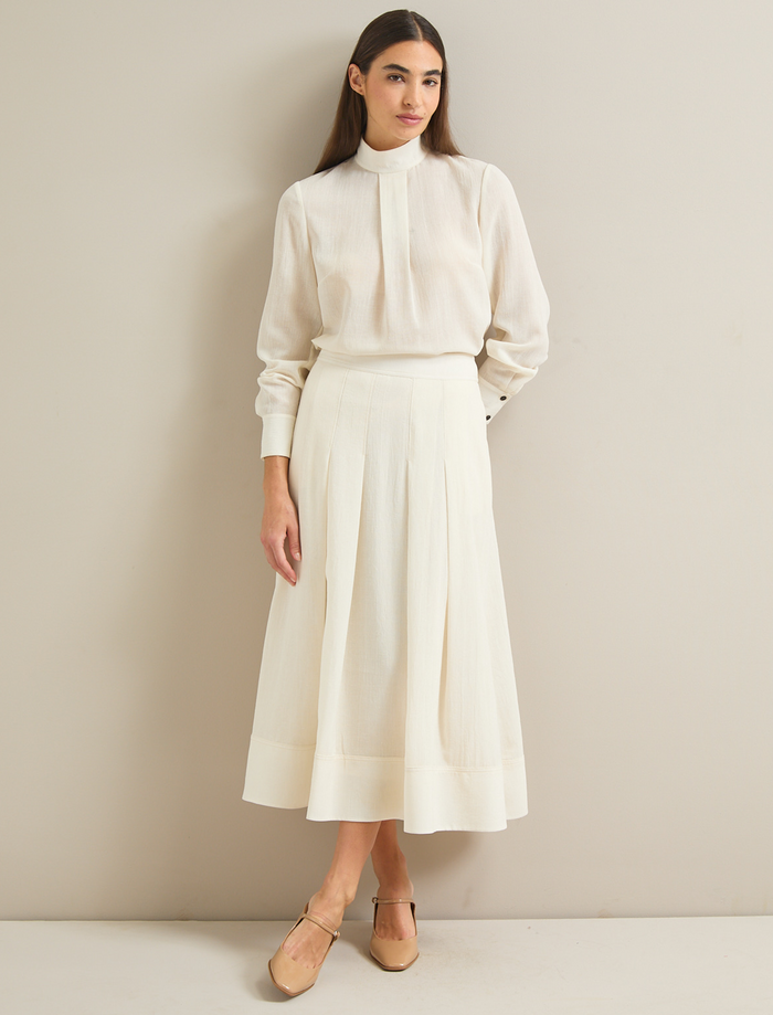 Cefinn Sophia Techni Voile Pleated Maxi Skirt - Cream Skirt