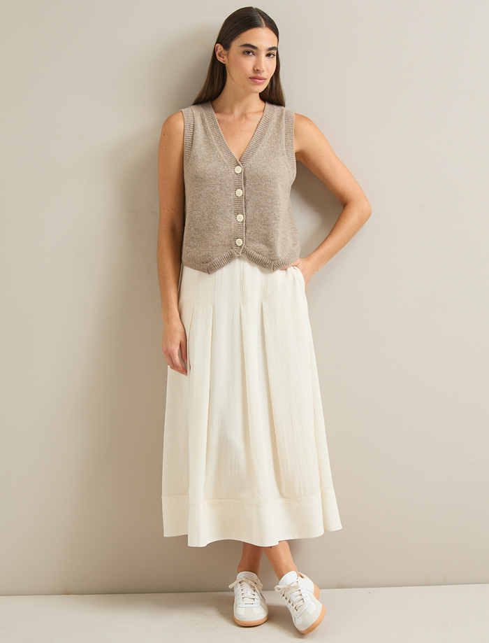 cefinn Sophia Techni Voile Pleated Maxi Skirt - Cream Skirt