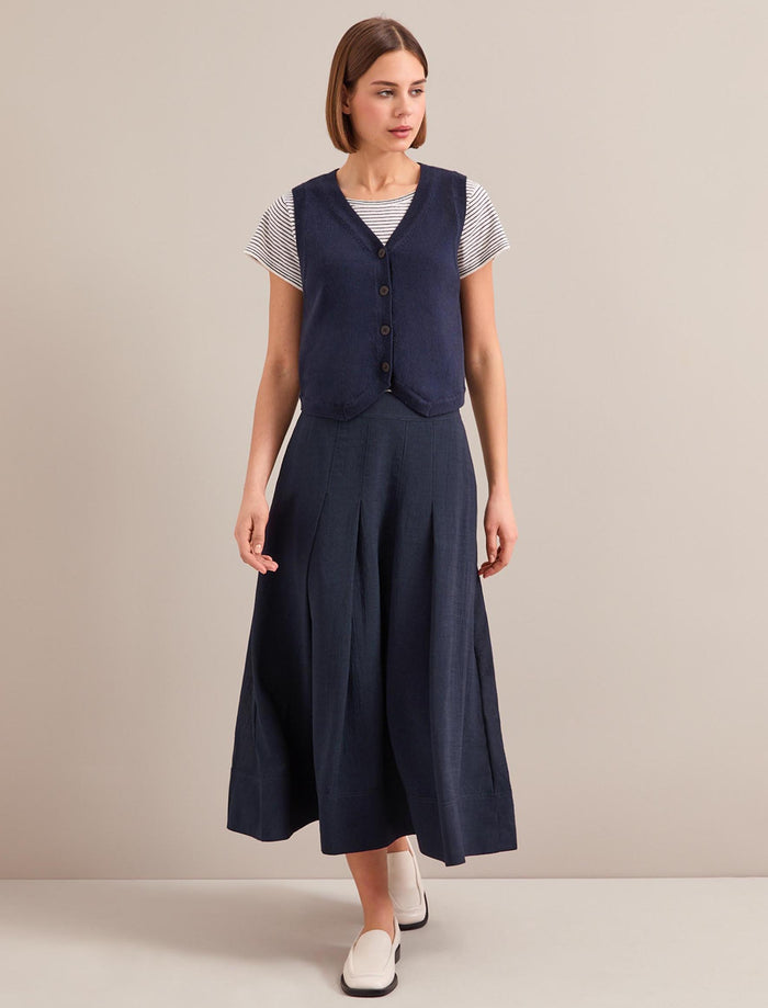 Cefinn Sophia Techni Voile Pleated Maxi Skirt - Navy Skirt