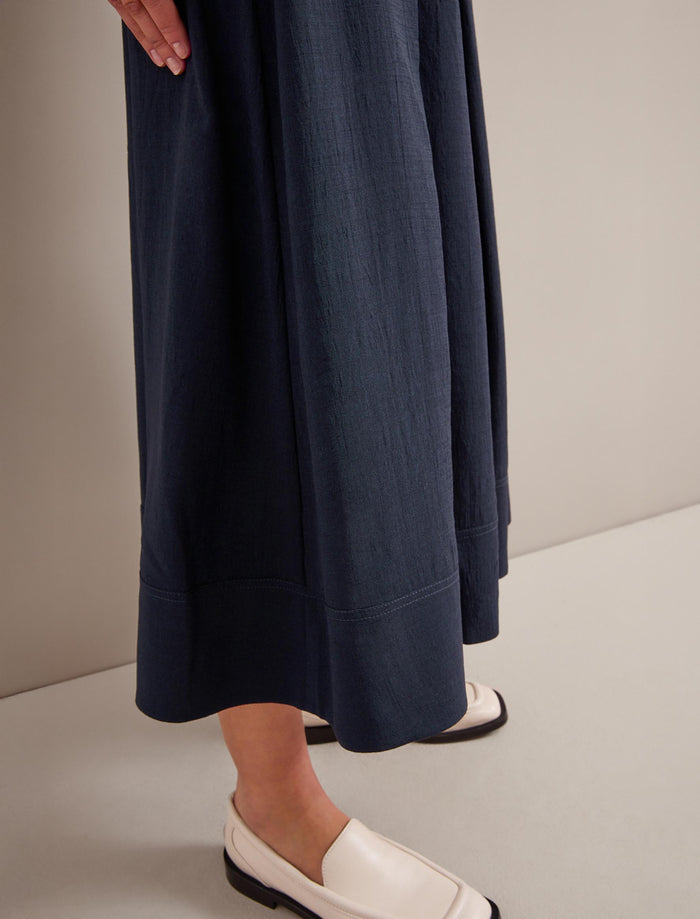 Cefinn Sophia Techni Voile Pleated Maxi Skirt - Navy Skirt