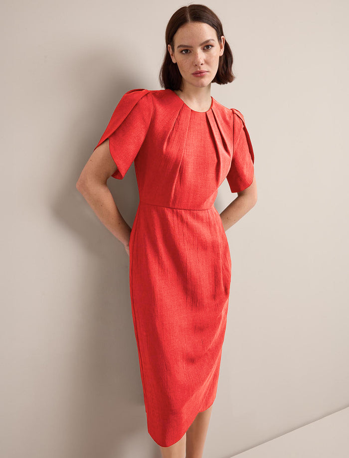 cefinn Sophie Techni Voile Midi Dress - Crimson Dress