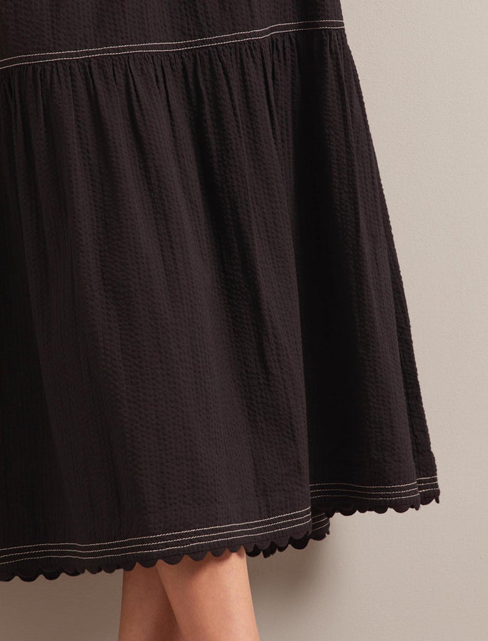 Cefinn Sylvia Cotton Seersucker Maxi Skirt - Black Skirt