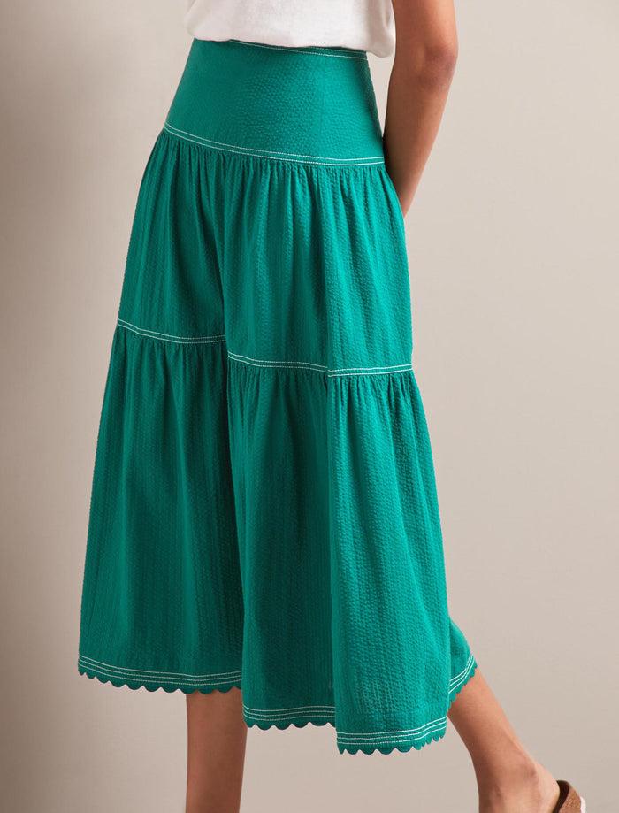 Cefinn Sylvia Cotton Seersucker Maxi Skirt - Dark Green Skirt