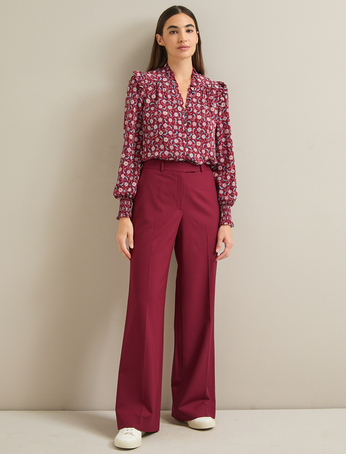 Cefinn Terence Wool Straight Leg Trouser - Burgundy Trouser