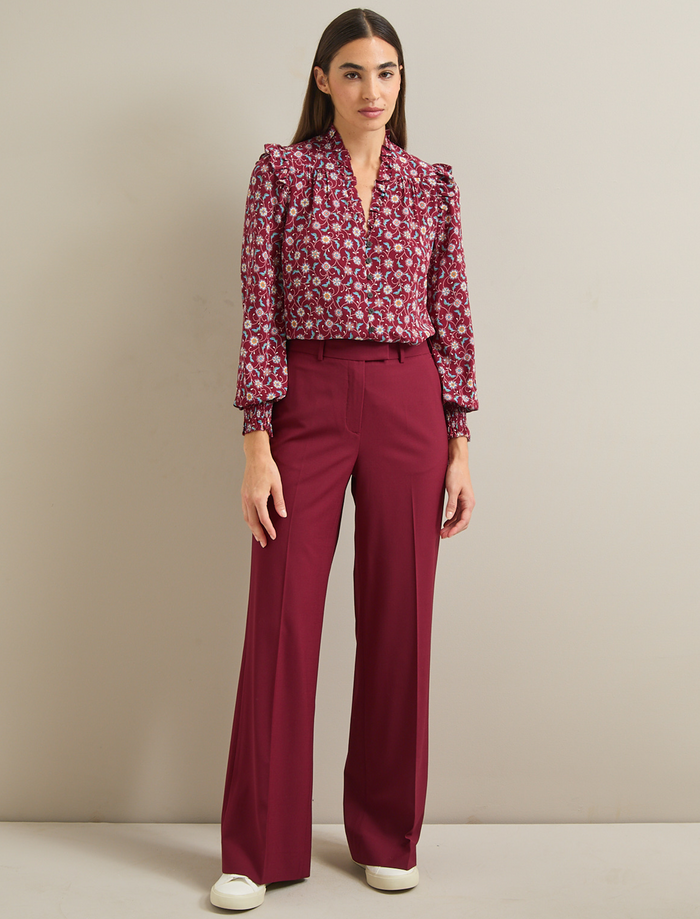 Cefinn Terence Wool Straight Leg Trouser - Burgundy Trouser