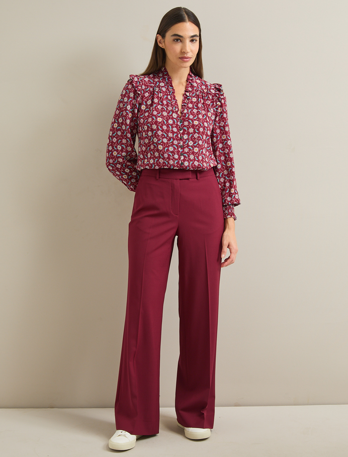 cefinn Terence Wool Straight Leg Trouser - Burgundy Trouser