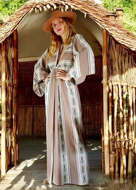 Celia Dragouni Afro Vibes Taupe Kimono Dress