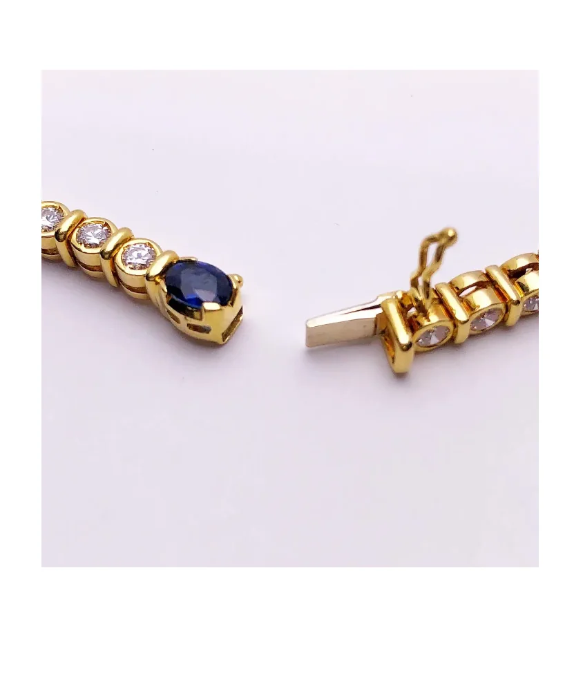 Cellini 18 Karat Gold And Diamond & Oval Sapphire Ruby Emerald Lariat Necklace