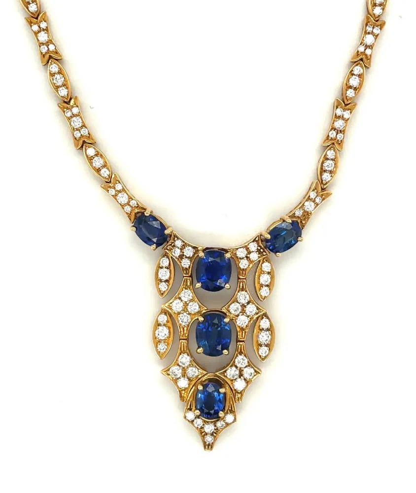 cellini 18kt Yellow Gold Diamond & Blue Sapphire Classic Necklace