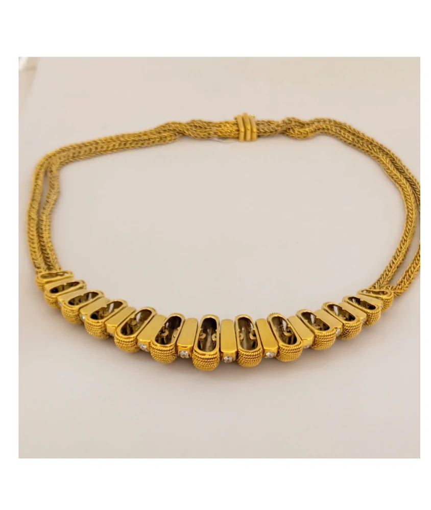 cellini 18 karat yellow gold and diamond necklace