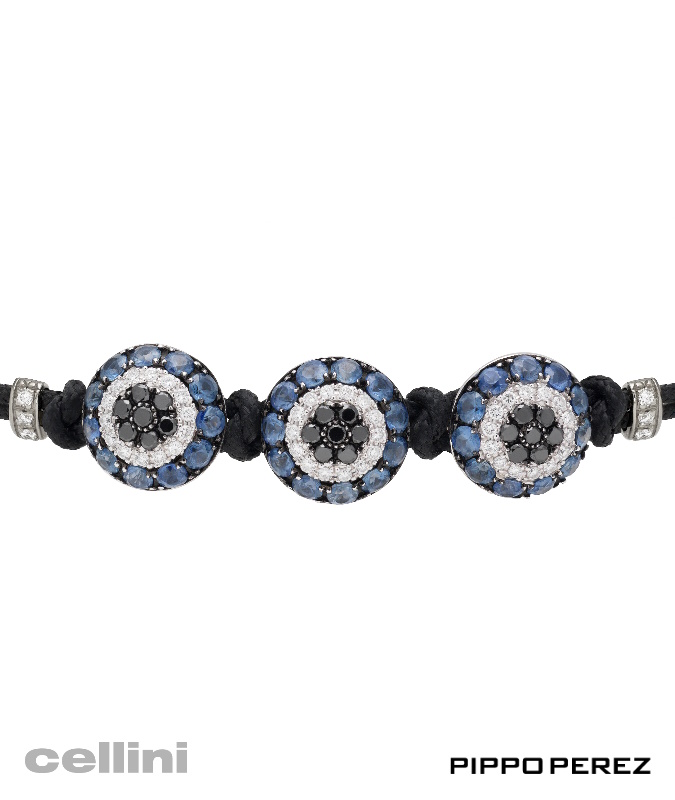 cellini 3 Blue Sapphire Evil Eyes Bracelet