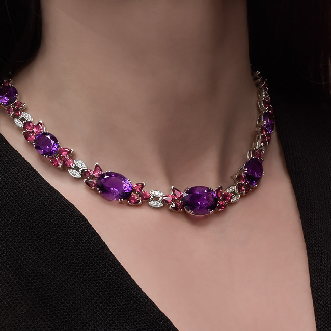 cellini Amethyst and Pink Tourmaline Necklace