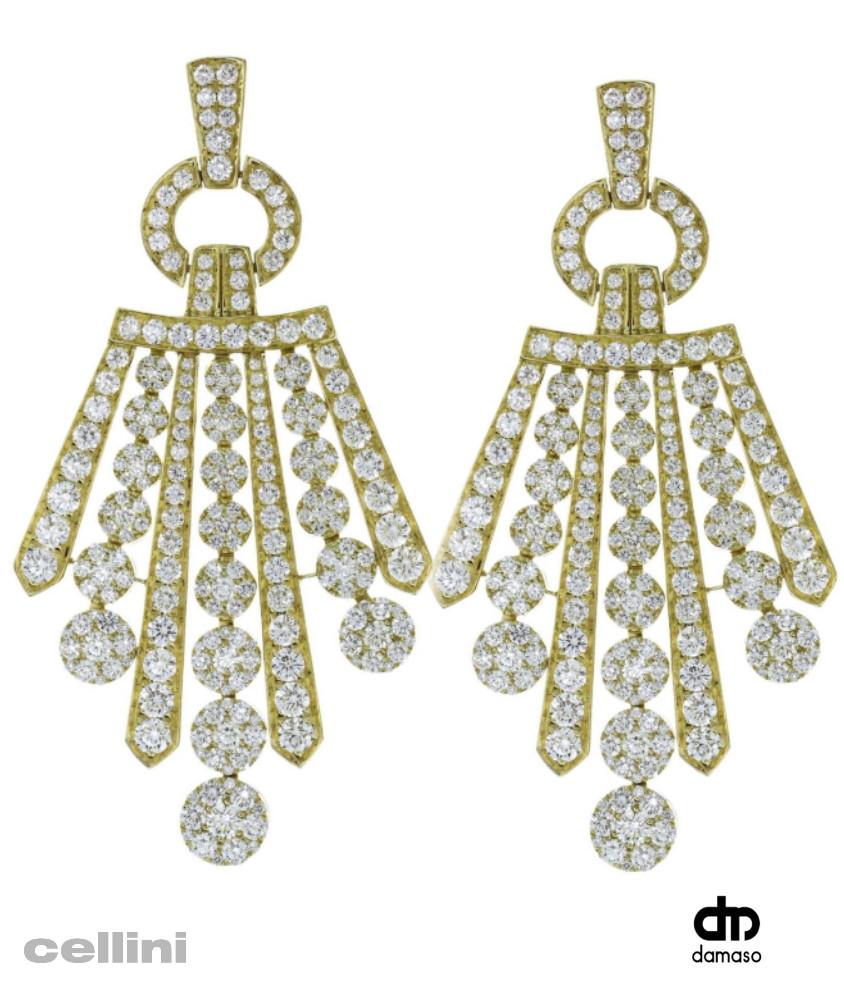 cellini Art Deco Diamond Drop Earrings