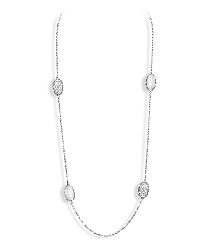 cellini Beaded White Gold and Diamond Necklace