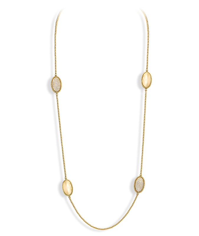 cellini Beaded Yellow Gold and Diamond Necklace