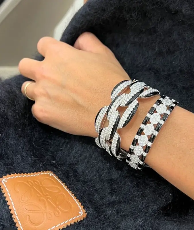 cellini Black Ceramic And Diamond Bracelet