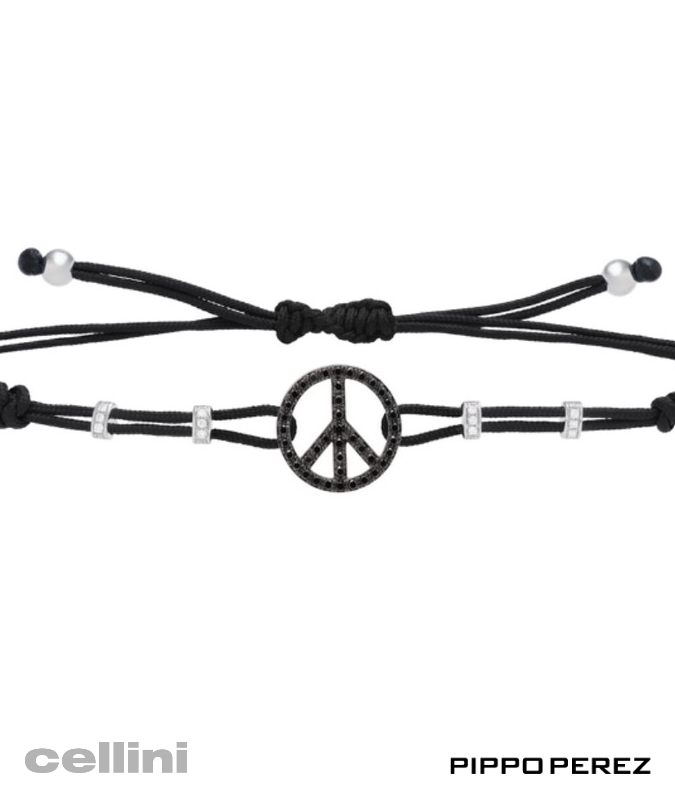 cellini Black Diamond Peace Sign Bracelet