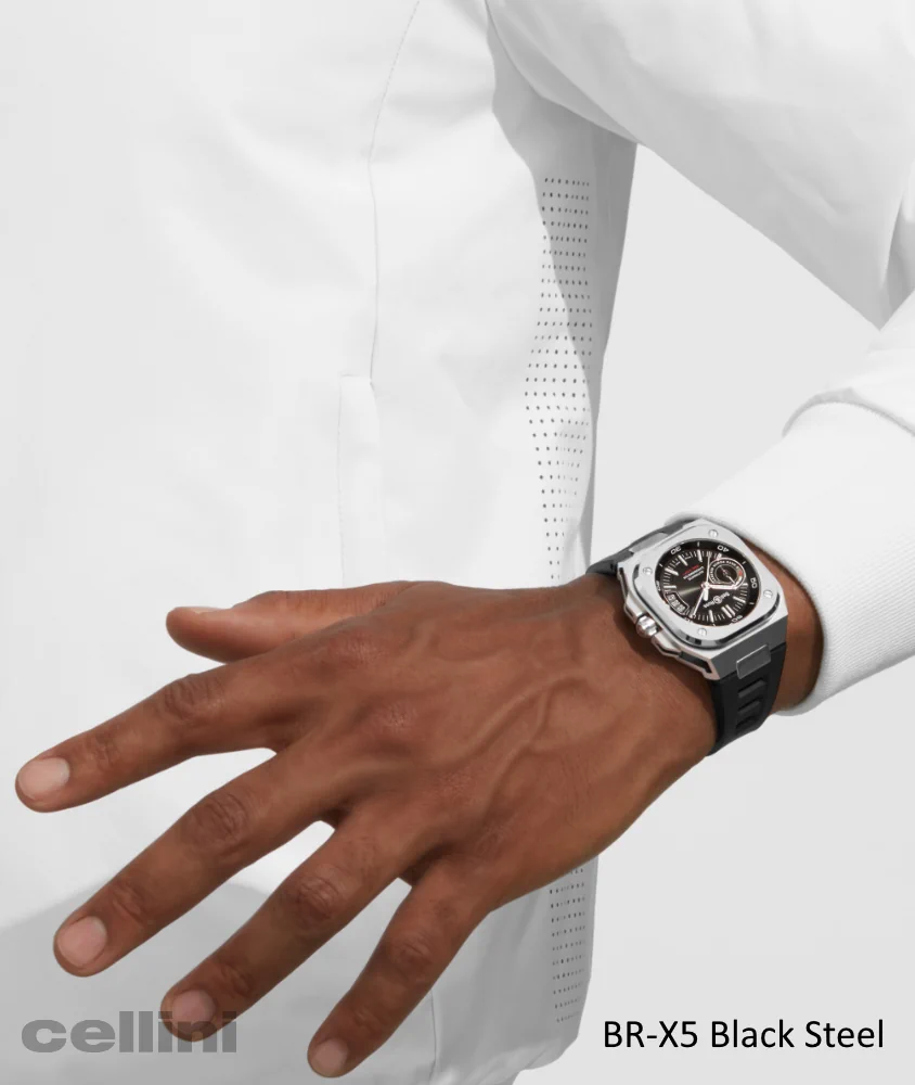 Cellini BR-X5 Black Steel Rubber Strap