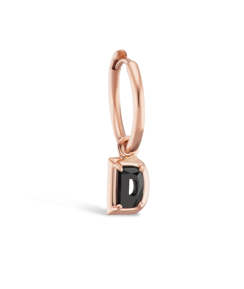 cellini Bubble Bezel Huggie Black Diamond Letter