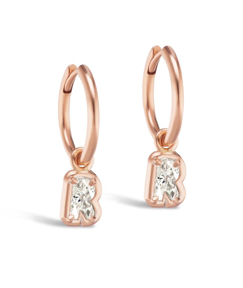 cellini Bubble Bezel Huggie White Diamond Letter