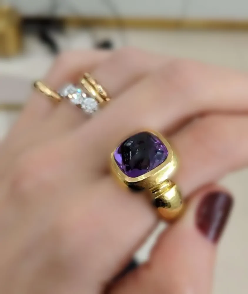 cellini De Vroomen Yellow Gold Amethyst Ring