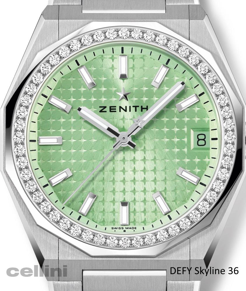 cellini Defy Skyline 36 Green Diamond Bezel