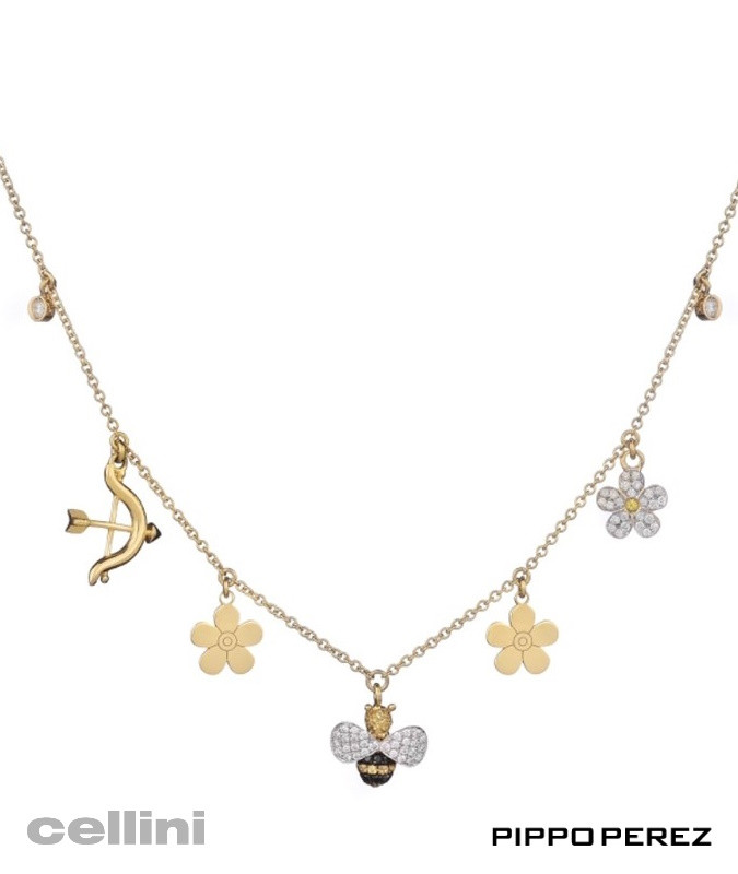 cellini Diamond Bee Charm Necklace