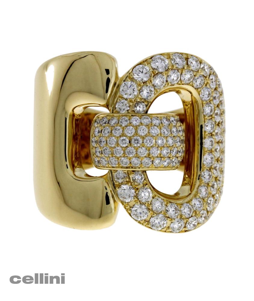 cellini Diamond Yellow Gold Buckle Ring