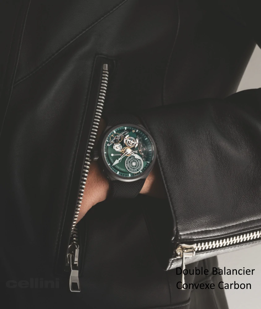 Cellini Double Balancier Convexe Carbon Green